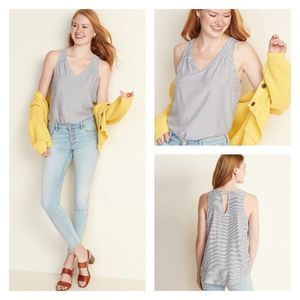 Old Navy | Sleeveless V-neck Keyhole Striped Top | Medium